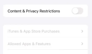 Turn Off Content & Privacy Restrictions